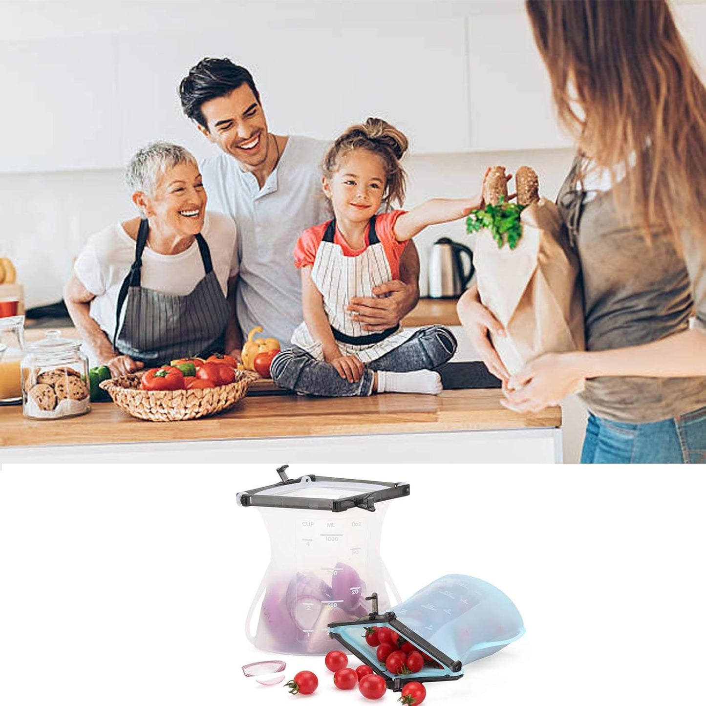 Reusable Silicone Food Storage Bags Dishwasher Safe Silicone Bags for Food Storage Reusable Ziplock Food Storage Bags Microwave Safe Leakproof Silicone Freezer Bags for Liquid, Meat, Vegetable,Fruit