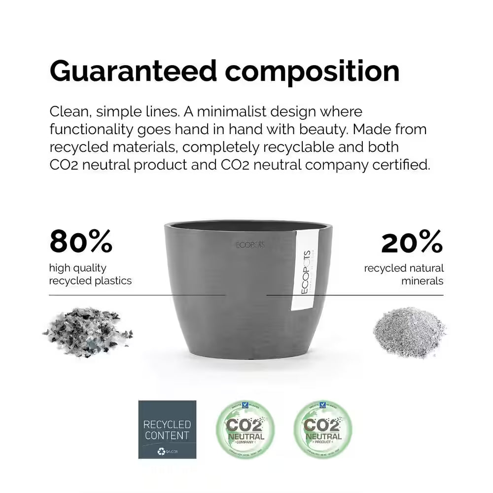 Miami 10 In. Pure White Premium Sustainable Plastic Planter with Saucer