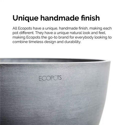 Miami 10 In. Dark Gray Premium Sustainable Plastic Planter with Saucer