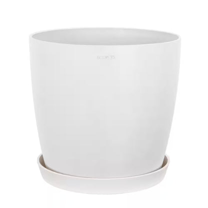 Miami 10 In. Pure White Premium Sustainable Plastic Planter with Saucer