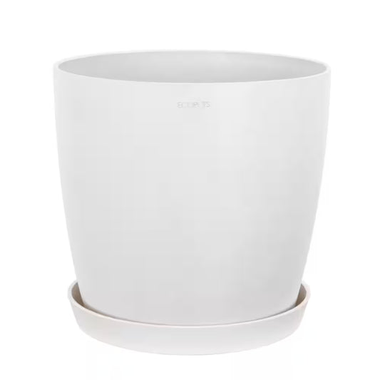 Miami 10 In. Pure White Premium Sustainable Plastic Planter with Saucer
