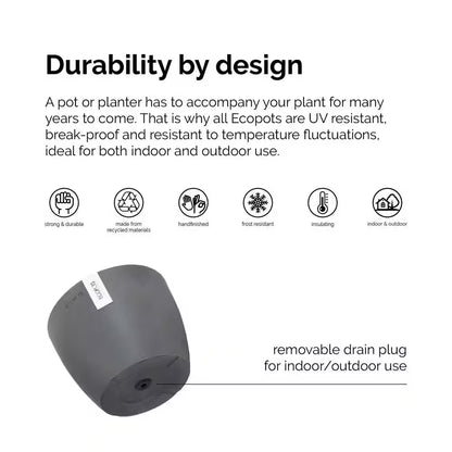 Miami 10 In. Dark Gray Premium Sustainable Plastic Planter with Saucer