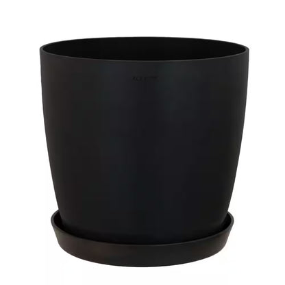 Miami 10 In. Dark Gray Premium Sustainable Plastic Planter with Saucer
