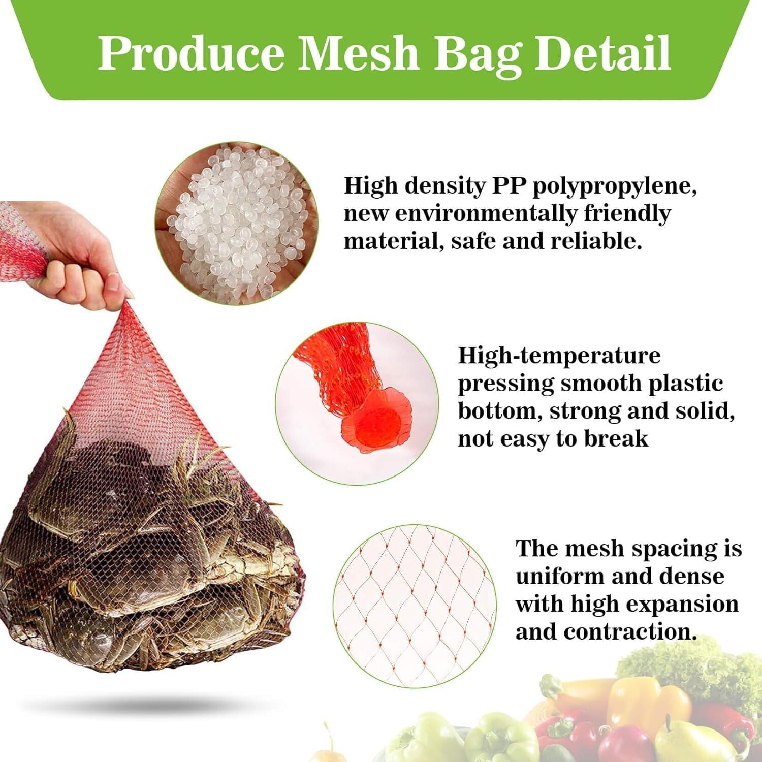 90PCS Mesh Produce Bags - 24Inch Mesh Vegetable Bags Onion Storage Bags