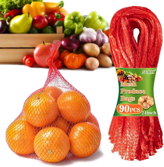 90PCS Mesh Produce Bags - 24Inch Mesh Vegetable Bags Onion Storage Bags